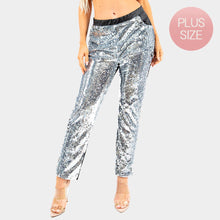 Load image into Gallery viewer, Silver Reversible Sequin Skinny Pants
