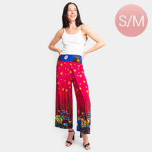 Load image into Gallery viewer, Pink Floral Print Slit Wide Leg Palazzo Pants
