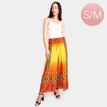 Load image into Gallery viewer, Yellow Greek Print Slit Wide Leg Palazzo Pants
