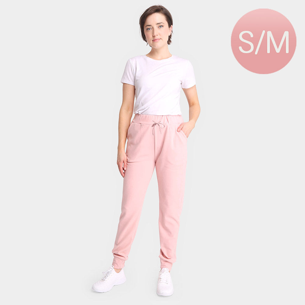 Pink Solid Front Pockets Loungewear Drawstring Jogger Pants