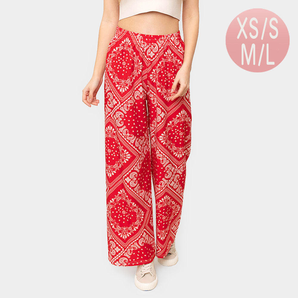 Red Paisley Print Pants