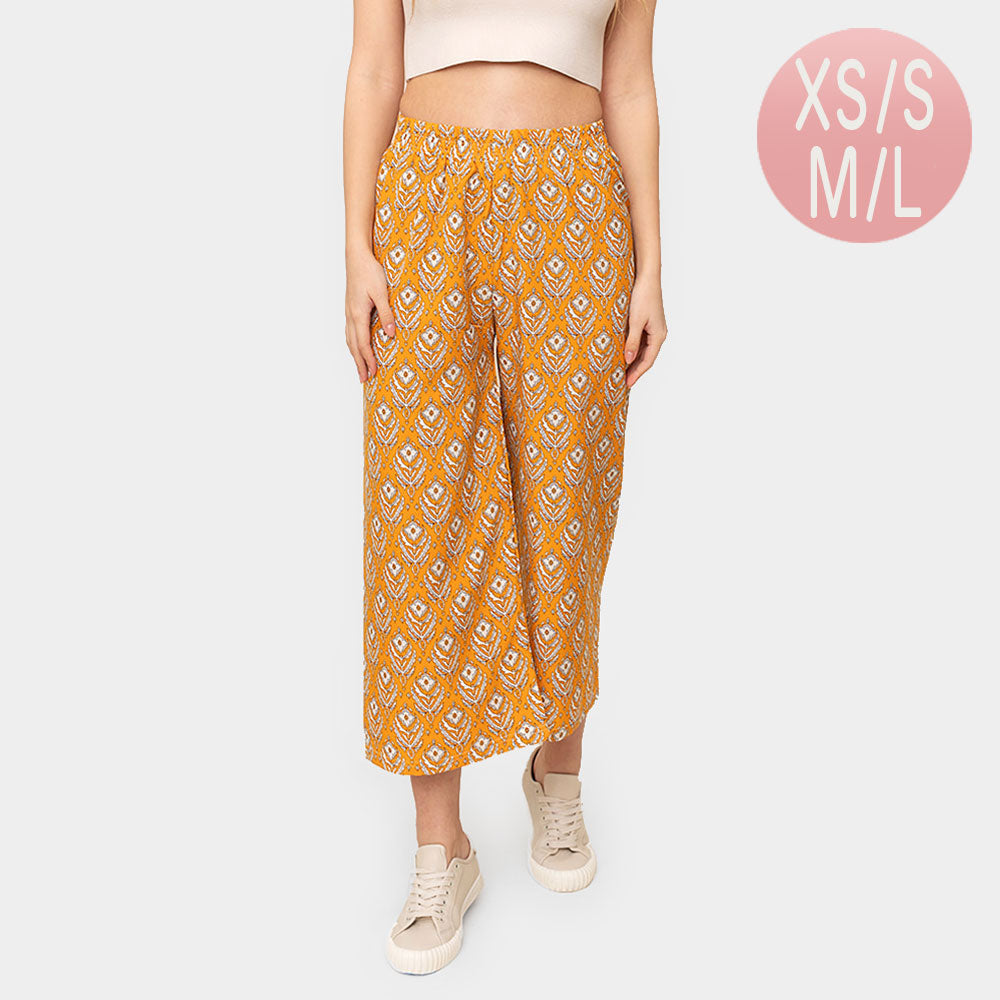 Yellow Floral Print Pants