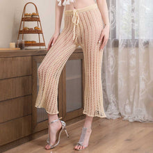 Load image into Gallery viewer, Beige High Waist Wide Leg Crochet Cover Up Pants
