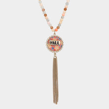 Load image into Gallery viewer, Gold Y&#39;all Patterned Round Drop Chain Tassel Necklace
