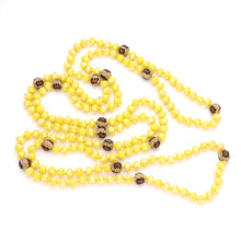 Load image into Gallery viewer, Yellow Leopard Pattern Shamballa Ball Accented Faceted Bead Long Necklace
