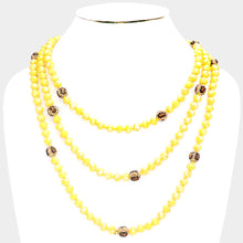 Load image into Gallery viewer, Yellow Leopard Pattern Shamballa Ball Accented Faceted Bead Long Necklace
