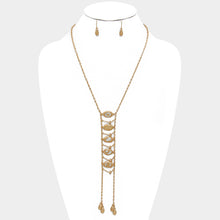 Load image into Gallery viewer, Gold Hammered Metal Disc Double Strand Long Y-Necklace
