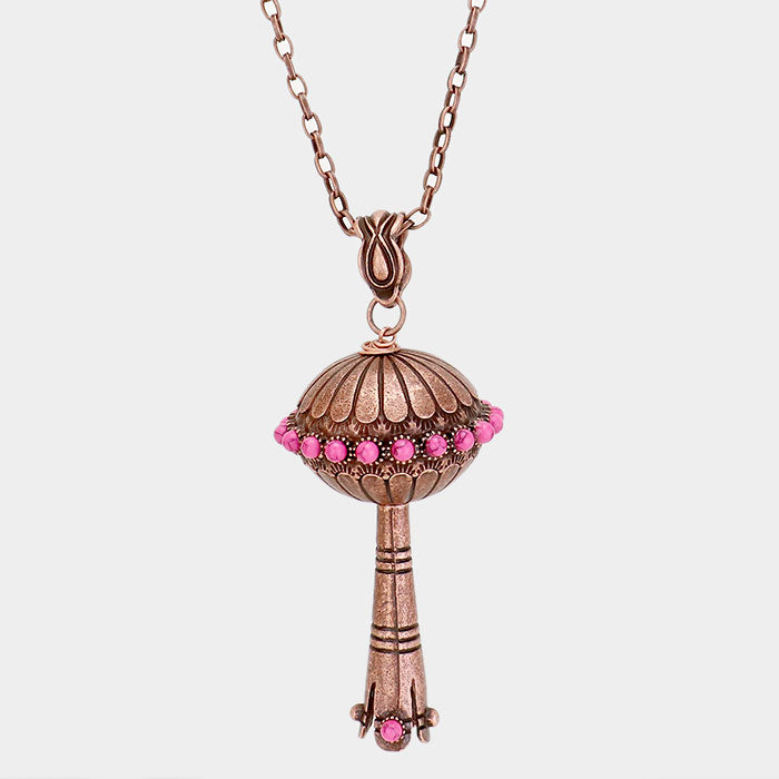 Pink Single Squash Blossom Pendant Necklace