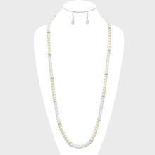 Load image into Gallery viewer, Cream Metallic Bead &amp; Pearl Long Necklace
