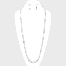 Load image into Gallery viewer, White Metallic Bead &amp; Pearl Long Necklace
