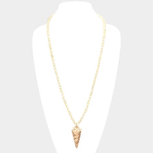 Load image into Gallery viewer, Yellow Hammered Metal Arrow Pendant Faceted Beads Long Necklace
