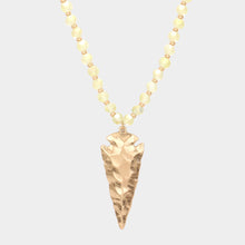 Load image into Gallery viewer, Yellow Hammered Metal Arrow Pendant Faceted Beads Long Necklace
