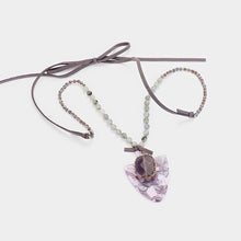 Load image into Gallery viewer, Gray Natural Stone Crystal Acetate Suede Adjustable Necklace
