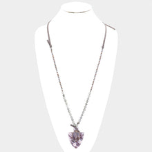 Load image into Gallery viewer, Gray Natural Stone Crystal Acetate Suede Adjustable Necklace
