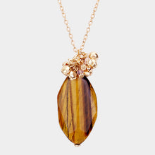 Load image into Gallery viewer, Brown  Natural Stone Pearl Bead Cluster Pendant Long Necklace

