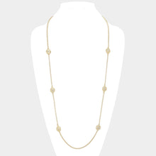 Load image into Gallery viewer, Gold 14K Gold Plated Two Tone Stone Paved Round Pendant Station Long Necklace
