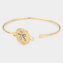 Load image into Gallery viewer, Gold Two Tone Metal Sand Dollar Hook Bracelet
