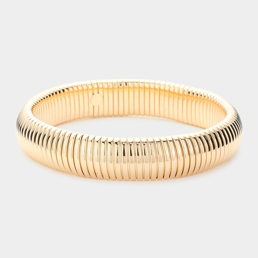 Gold Metal Coil Bangle Bracelet