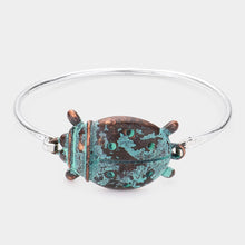 Load image into Gallery viewer, Verdigris Metal Ladybug Bangle Bracelet
