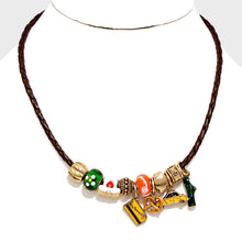 Load image into Gallery viewer, Gold NYC Yellow Cab &amp; Metro Card Charms Multi Bead Bracelet / Necklace
