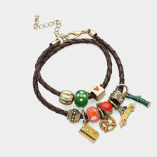 Load image into Gallery viewer, Gold NYC Yellow Cab &amp; Metro Card Charms Multi Bead Bracelet / Necklace
