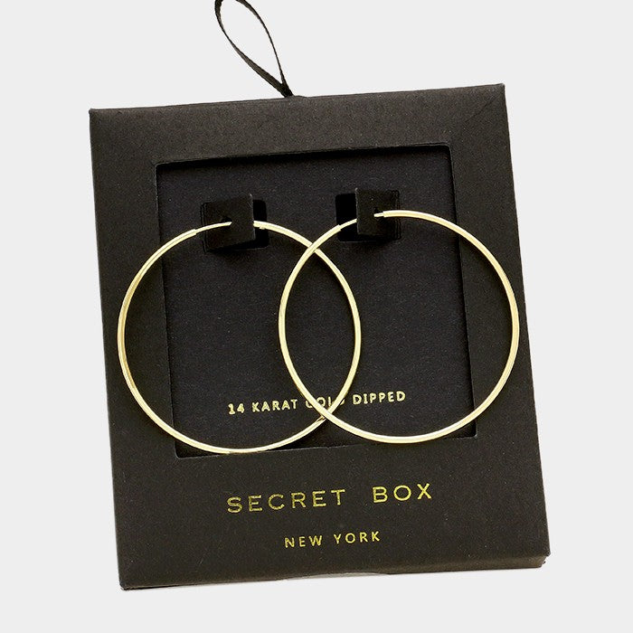 14K Gold Dipped metal hoop Earrings with Secret Box