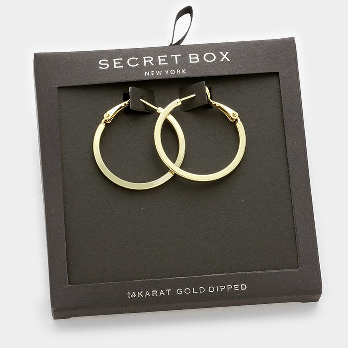 Secret Box 14K Gold Dipped Metal Hoop Earrings