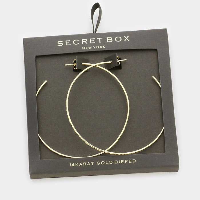 Secret Box 14K Gold Dipped metal hoop Earrings