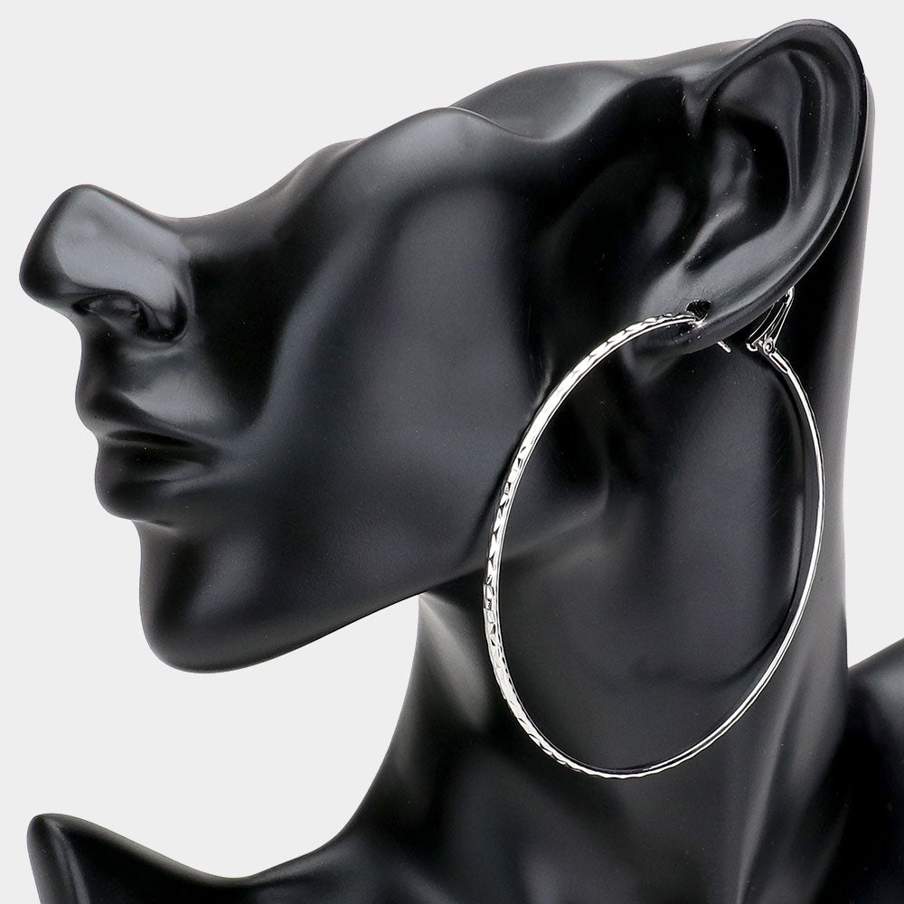 White White Gold Plated Metal Hoop Earrings