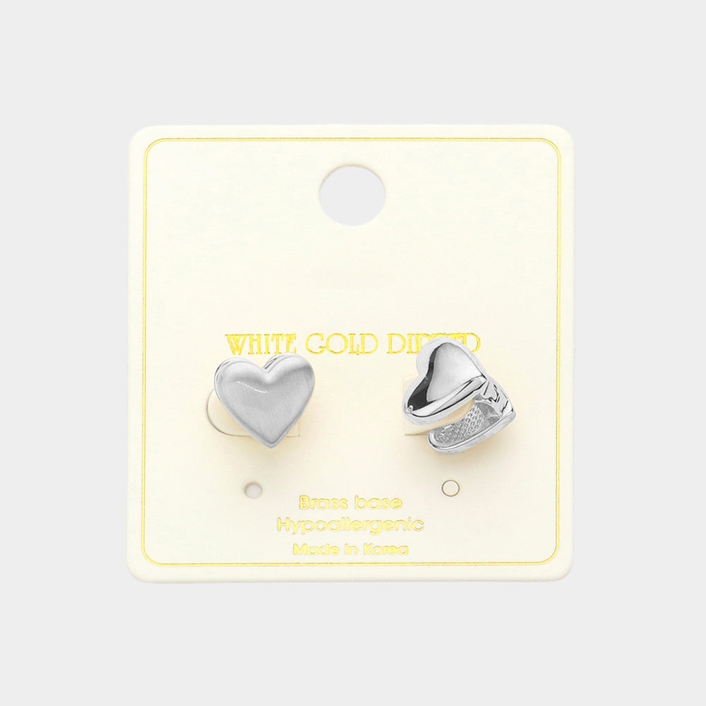 Silver White Gold Dipped Simply Love Huggie Earrings