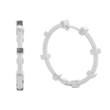 Load image into Gallery viewer, Silver White Gold Dipped Spin Wheel Huggie Hoop Earrings
