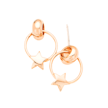 Load image into Gallery viewer, Rose Gold Gold Dipped Star Metal Hoop Dangle Earrings
