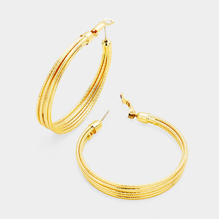 Gold 14K Gold Filled Layered Metal Hoop Earrings