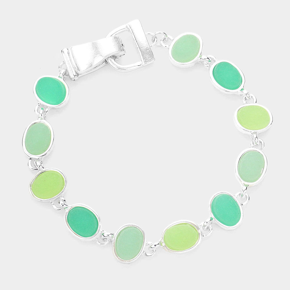 Turquoise Colorful Sea Glass Magnetic Bracelet