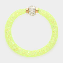 Load image into Gallery viewer, Green Crystal Filled Mesh Tube Magnetic Bracelet
