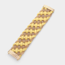 Load image into Gallery viewer, Yellow Braided Metal Mesh Faux Leather Magnetic Bracelet
