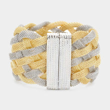 Load image into Gallery viewer, Two Tone Braided Metal Mesh Magnetic Bracelet
