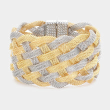 Load image into Gallery viewer, Two Tone Braided Metal Mesh Magnetic Bracelet
