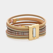 Load image into Gallery viewer, Square Metal Pointed Faux Leather Magnetic Bracelet
