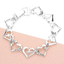 Load image into Gallery viewer, Silver Love Faith Hope Message Cross Heart Link Magnetic Bracelet
