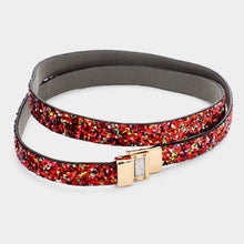 Load image into Gallery viewer, Red Glitter Faux Leather Wrap Bracelet
