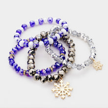 Load image into Gallery viewer, Blue 4PCS  Snowflake Crystal Bead Stretch Layered Bracelets
