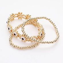 Load image into Gallery viewer, White 3PCS  Rhinestone Enamel Floral Stretch Layered Bracelets
