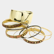 Load image into Gallery viewer, Gold 12PCS  Embossed enamel metal bangle bracelets
