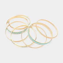 Load image into Gallery viewer, Turquoise 7PCS  MultiLayered Faux Suede Studded Bracelet
