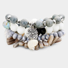 Load image into Gallery viewer, White 4PCS  Semi Precious Stone Sand Dollar Bead Stretch Bracelets
