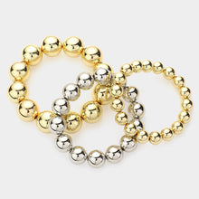 Load image into Gallery viewer, Two Tone 3PCS - Metal Ball Stretch Multi Layered Bracelets
