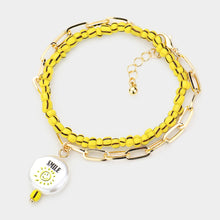 Load image into Gallery viewer, Yellow 2PCS  Smile Sun Printed Freshwater Pearl Charm Bracelets
