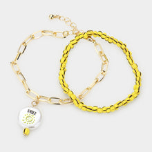 Load image into Gallery viewer, Yellow 2PCS  Smile Sun Printed Freshwater Pearl Charm Bracelets
