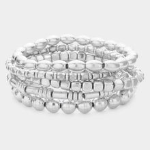 Load image into Gallery viewer, Silver 5PCS  Metal Beaded Multi Layered Bracelets
